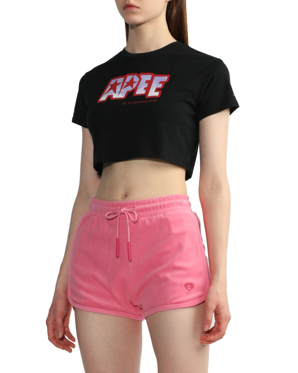Dámské Tričko Bape Logo printed crop Černé | 26034IPBS