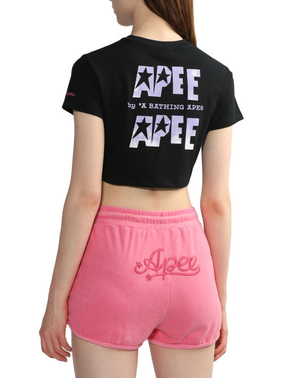 Dámské Tričko Bape Logo printed crop Černé | 26034IPBS