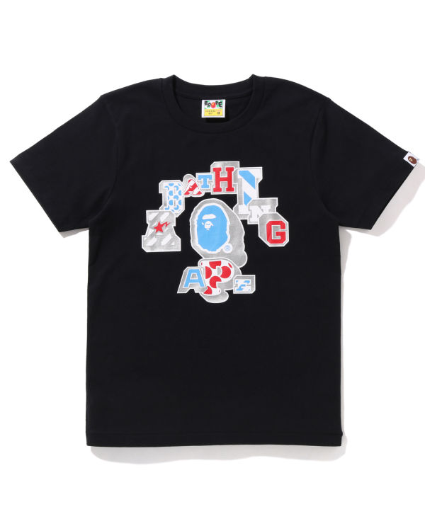 Dámské Tričko Bape Mix Patched College Černé | 23974FQOI