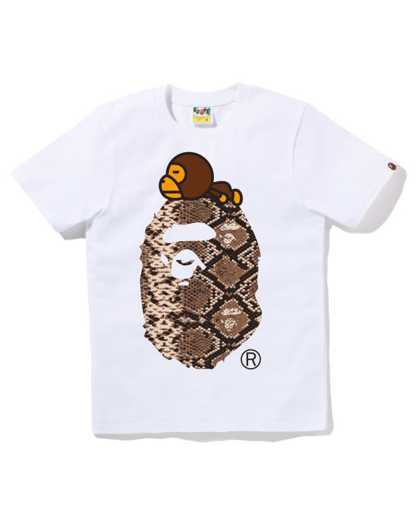 Dámské Tričko Bape Snake Milo On Big Ape Bílé | 31245KWRB