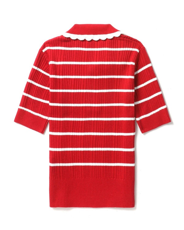 Dámské Tričko Bape Stripe Světle Červené | 85971IDMU