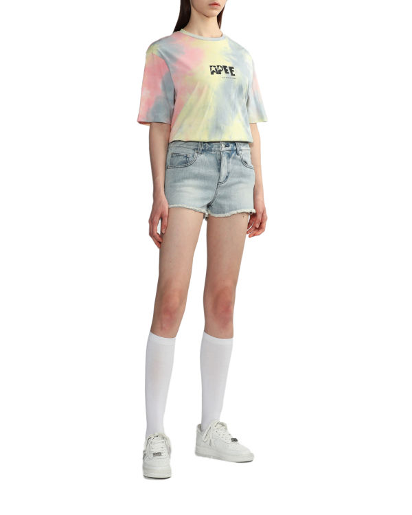 Dámské Tričko Bape Tie-dye graphic slit Růžové | 15672SUHR
