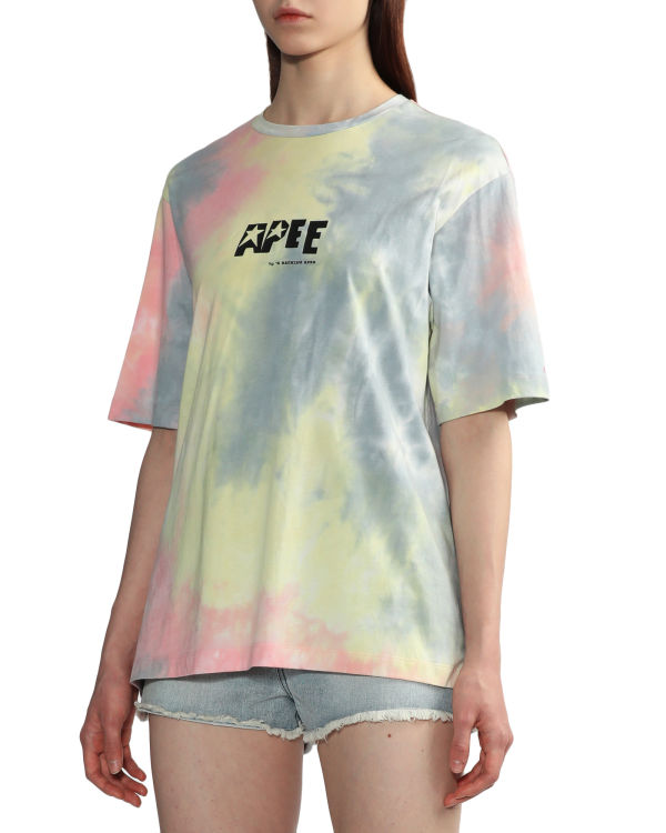Dámské Tričko Bape Tie-dye graphic slit Růžové | 15672SUHR