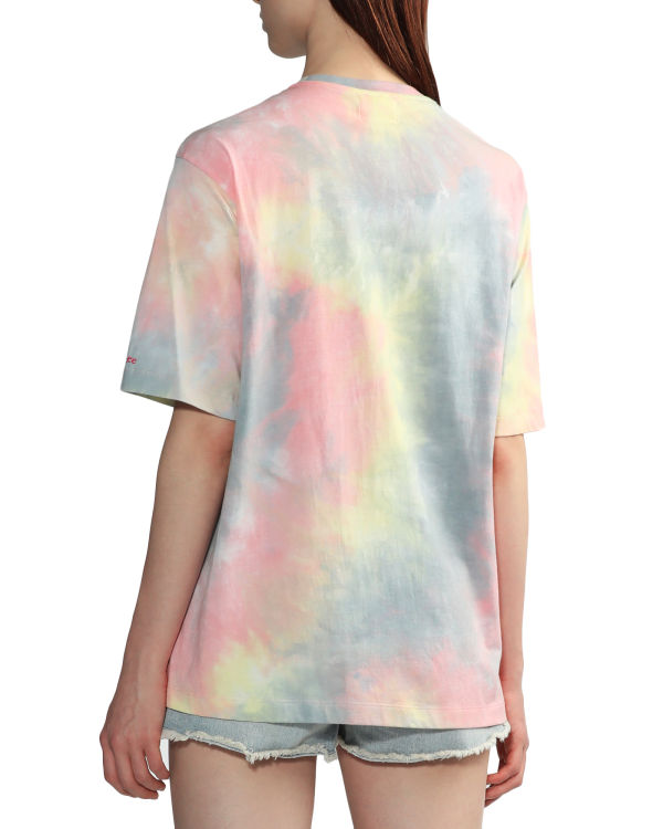 Dámské Tričko Bape Tie-dye graphic slit Růžové | 15672SUHR