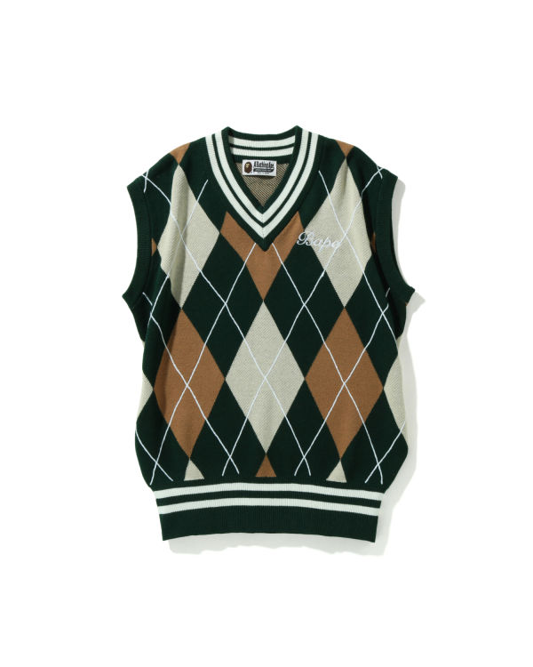 Dámské Vesty Bape Embroidery Argyle Zelene | 16253EOIA
