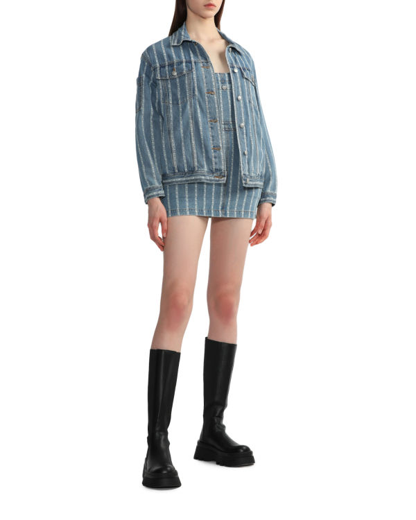 Dámské Šaty Bape Pruhovaný denim Blankyt | 58107ABZF