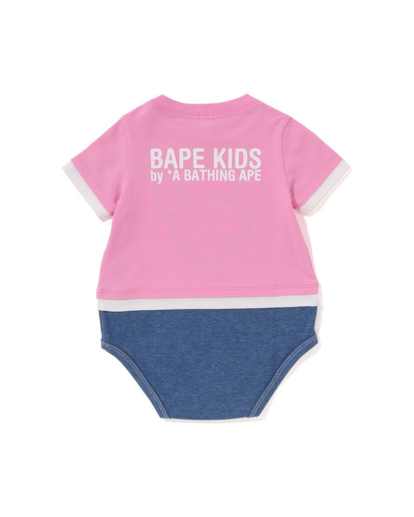 Dětské Body Bape Milo Face Layered Růžové | 72940SIMF