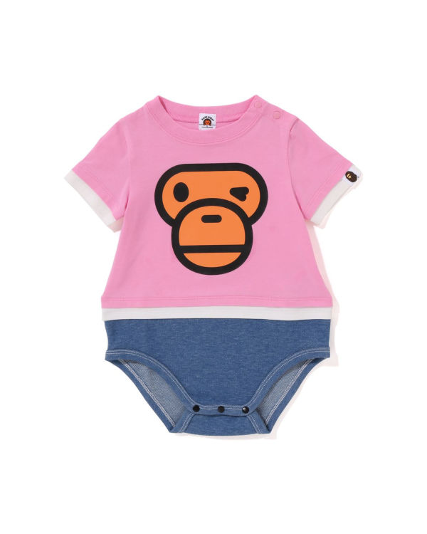 Dětské Body Bape Milo Face Layered Růžové | 72940SIMF