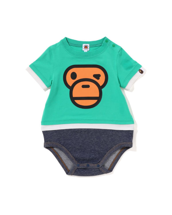 Dětské Body Bape Milo Face Layered Světle Zelene | 94537HYVZ