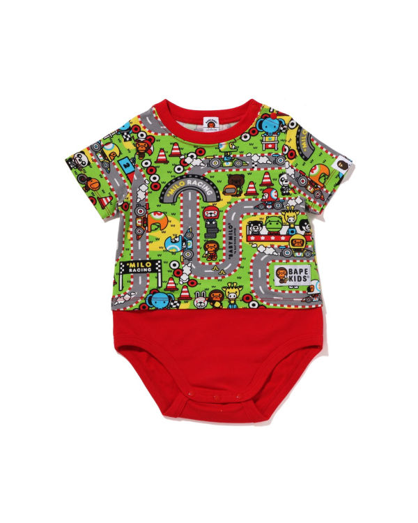 Dětské Body Bape Milo Závodní Světle Červené | 91035JEZL