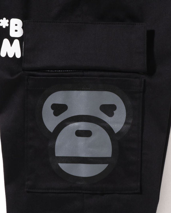 Dětské Kalhoty Bape Milo Side Pocket Face Černé | 16498RGQD