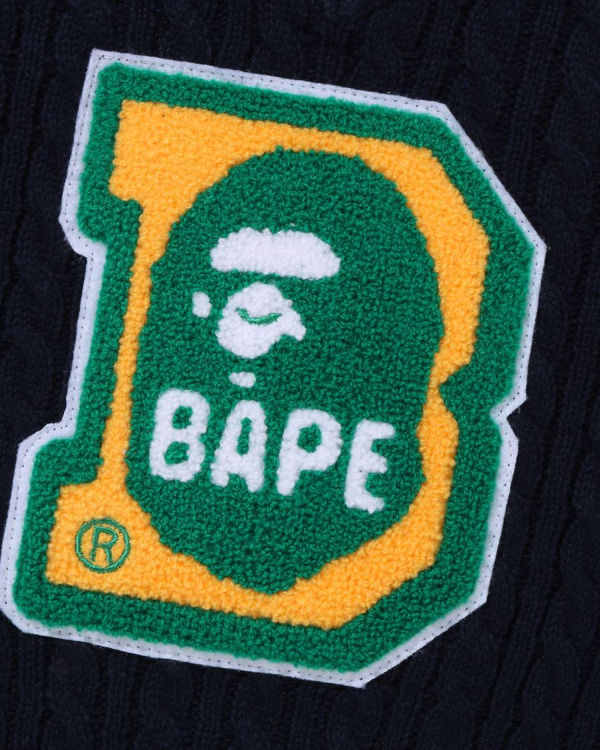 Dětské Knitwear Bape Ape Head B Patch Cable Jr Tmavě Blankyt Blankyt | 94276CWXV
