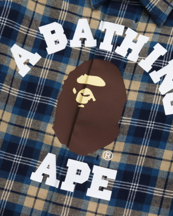 Dětské Košile Bape College Flannel Check Tmavě Blankyt | 41876GQEK