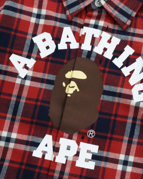 Dětské Košile Bape College Flannel Check Světle Červené | 54390NLRO
