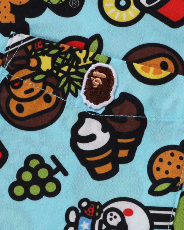 Dětské Košile Bape Milo Mixed Fruit Open Collar S/S Světle Blankyt | 29745ZJFB