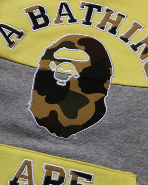 Dětské Mikiny Bape 1st Camo College Patch Colourblock Crewneck Žluté | 31047AVJW