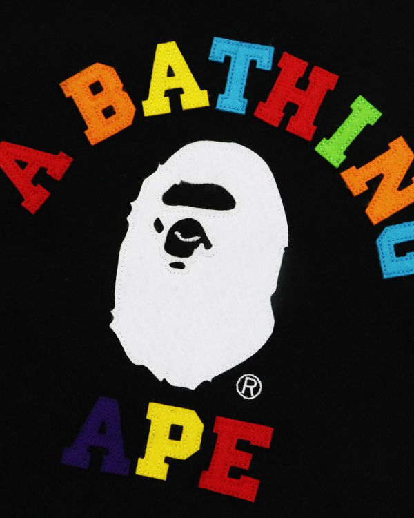 Dětské Mikiny Bape College Applique Quilting Černé | 51647CMLU