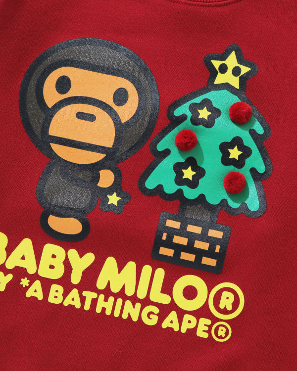Dětské Mikiny Bape Milo Christmas Tree Crewneck Světle Červené | 91402SBIT
