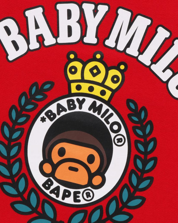 Dětské Mikiny Bape Milo Emblem Crewneck Světle Červené | 42518ACUT