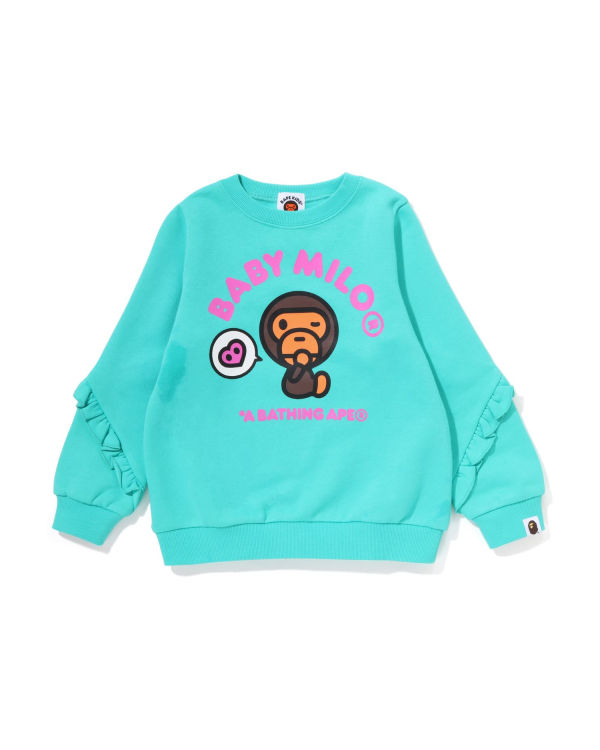 Dětské Mikiny Bape Milo Heart Frill Crewneck Mátově Zelená | 38056BFCW