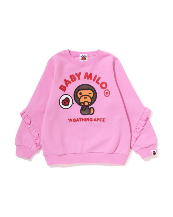 Dětské Mikiny Bape Milo Heart Frill Crewneck Růžové | 51869NLRI