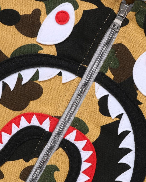 Dětské Mikiny S Kapucí Bape 1st Camo Shark Patch Zip Žluté | 19658OCVT
