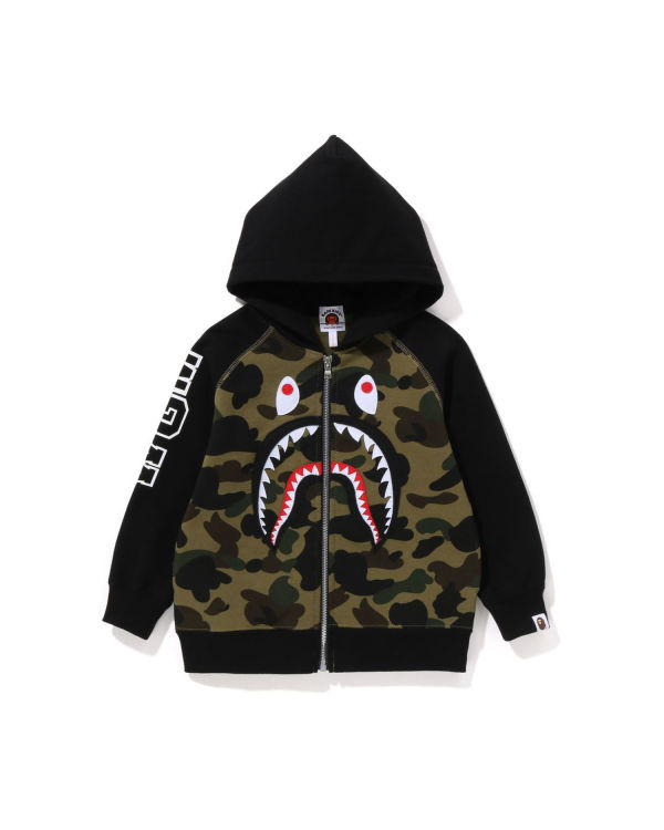 Dětské Mikiny S Kapucí Bape 1st Camo Shark Patch Zip Zelene | 80491IKDT