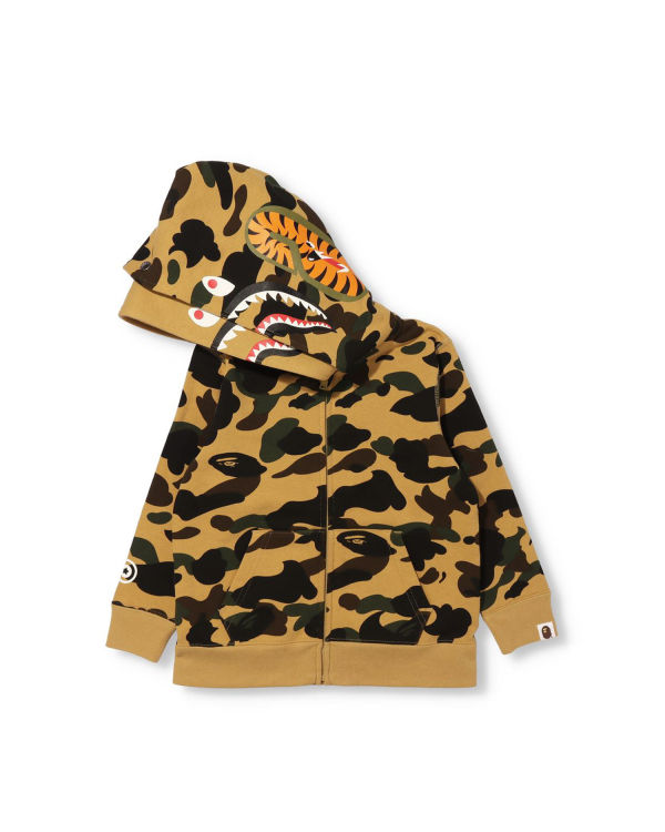 Dětské Mikiny S Kapucí Bape 1st Camo Shark Zip Double Hood Hnědožlutý | 93170GBNP