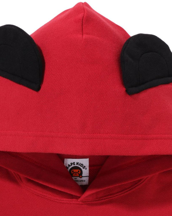 Dětské Mikiny S Kapucí Bape Milo Panda Layered Pullover Světle Červené | 97246XYWO