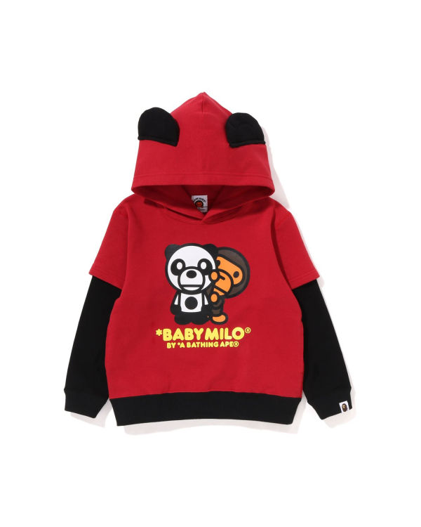 Dětské Mikiny S Kapucí Bape Milo Panda Layered Pullover Světle Červené | 97246XYWO