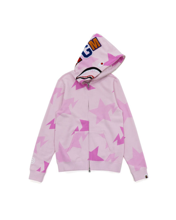 Dětské Mikiny S Kapucí Bape STA Pattern Shark Zip Růžové | 31704XUES
