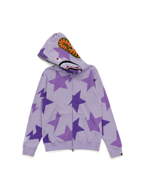 Dětské Mikiny S Kapucí Bape STA Pattern Shark Zip Fialové | 41623HVOX