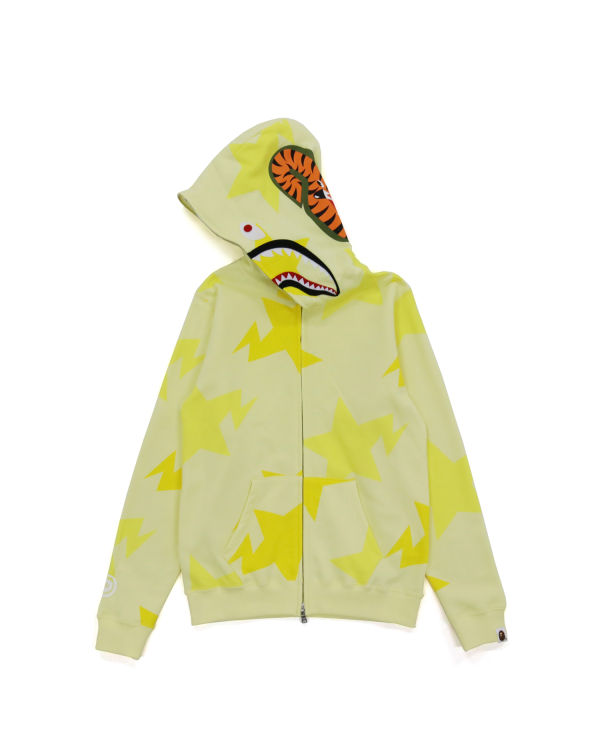 Dětské Mikiny S Kapucí Bape STA Pattern Shark Zip Žluté | 70142LZJW