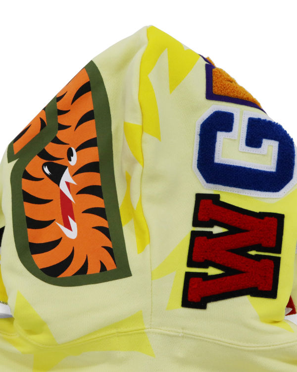 Dětské Mikiny S Kapucí Bape STA Pattern Shark Zip Žluté | 70142LZJW