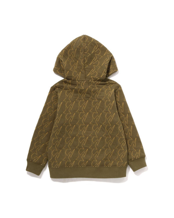 Dětské Mikiny S Kapucí Bape STA Quilting Zip Zelene | 12897KFBH