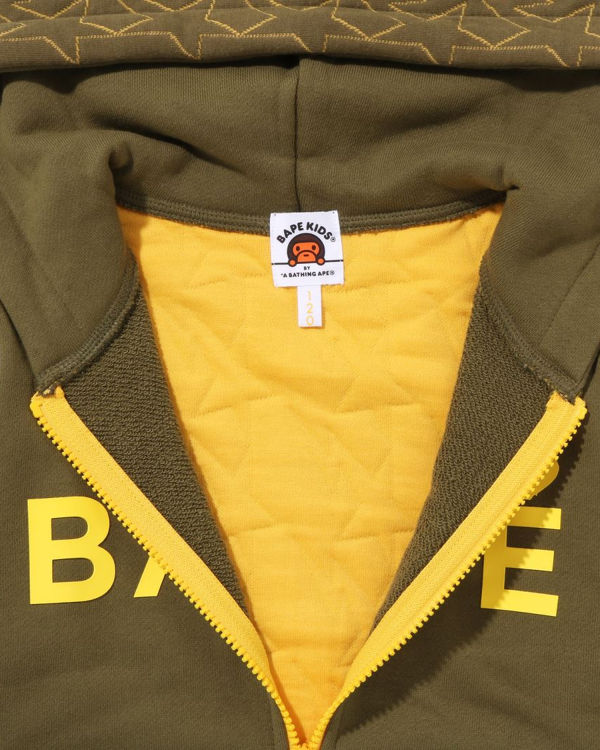 Dětské Mikiny S Kapucí Bape STA Quilting Zip Zelene | 12897KFBH