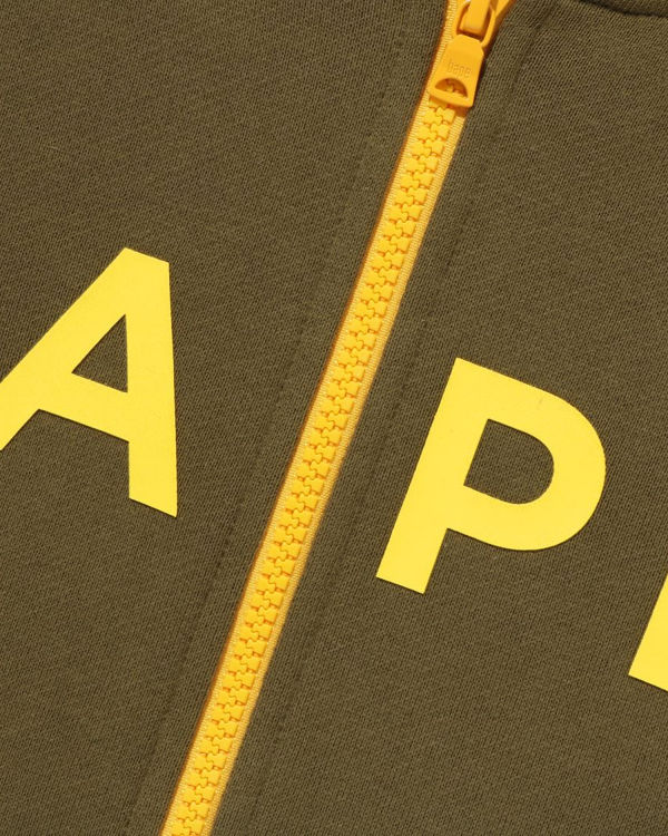 Dětské Mikiny S Kapucí Bape STA Quilting Zip Zelene | 12897KFBH