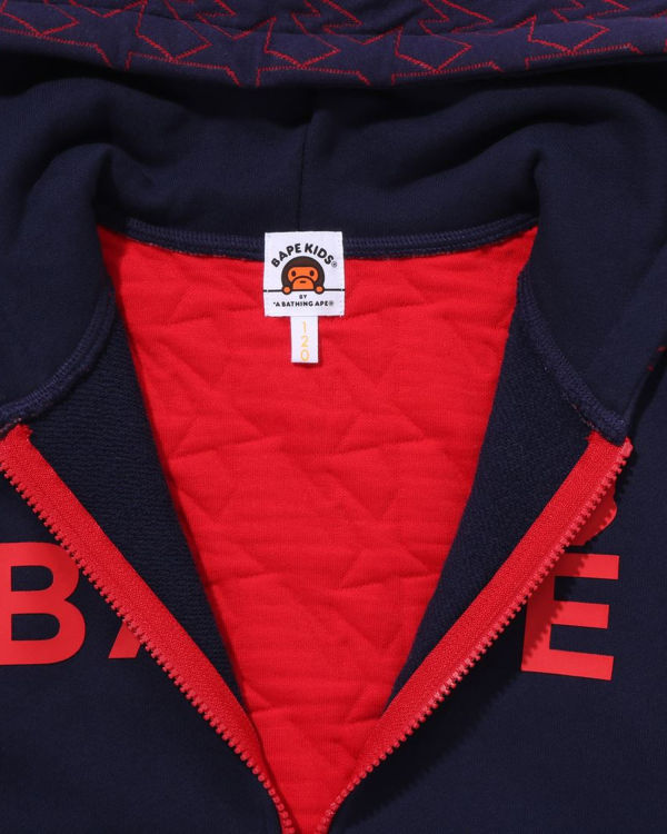 Dětské Mikiny S Kapucí Bape STA Quilting Zip Tmavě Blankyt Blankyt | 89154VCEO