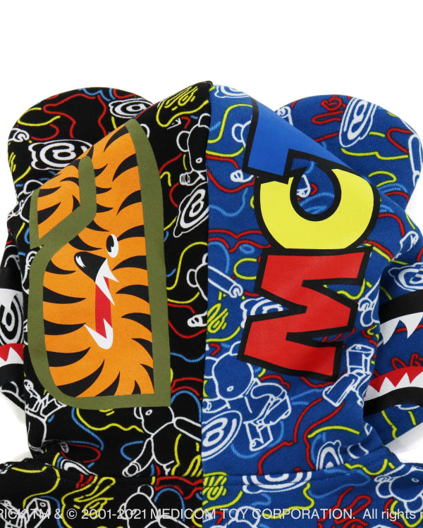 Dětské Mikiny S Kapucí Bape X Medicom Toy Camo BE@R Shark Half Zip Černé Blankyt | 56914LNAD