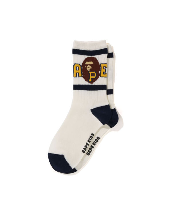 Dětské Ponožky Bape Ape Head Line Rib Bílé | 83210ZMPA