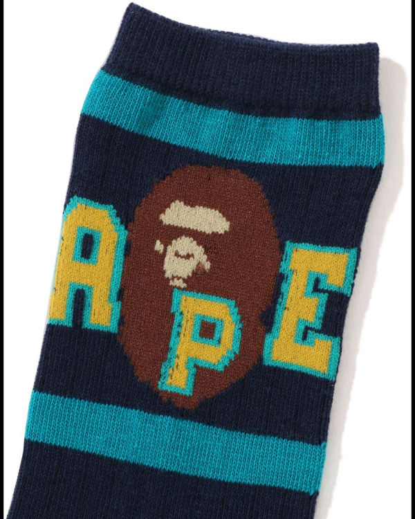 Dětské Ponožky Bape Ape Head Line Rib Tmavě Blankyt Blankyt | 27143KFUN