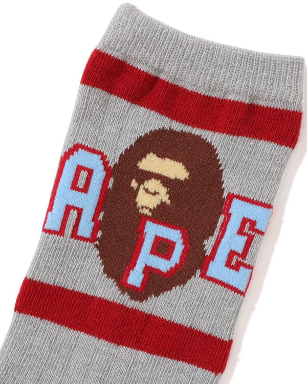 Dětské Ponožky Bape Ape Head Line Rib Šedé | 03564KZUB