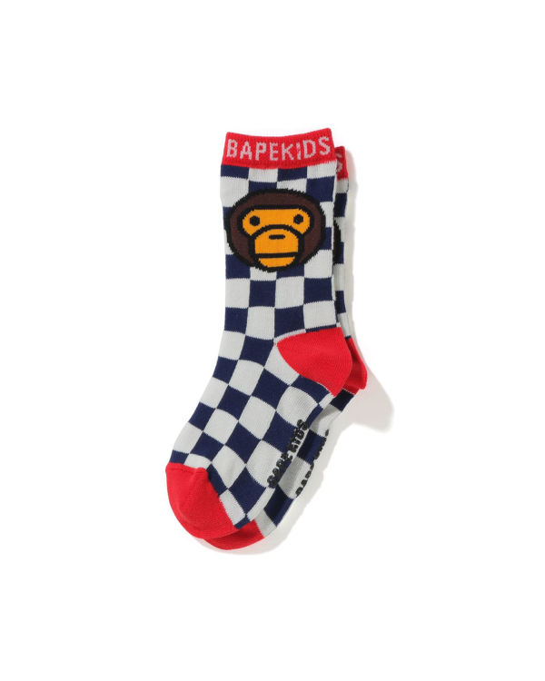 Dětské Ponožky Bape Milo Checkered Flag Tmavě Blankyt Blankyt | 25083JEUY