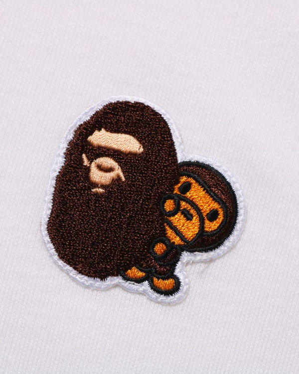 Dětské Tričko Bape Ape Head & Milo One Point High Neck L/S Bílé | 17856KXUB