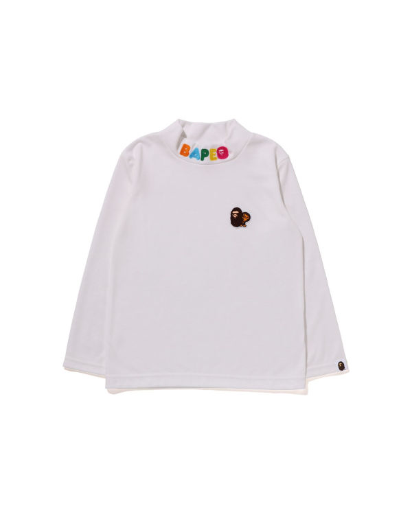 Dětské Tričko Bape Ape Head & Milo One Point High Neck L/S Bílé | 17856KXUB