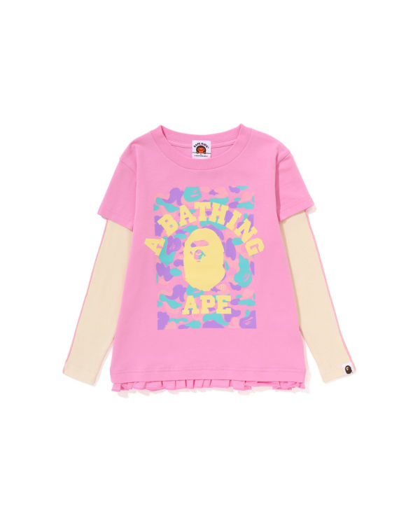 Dětské Tričko Bape College Layered Frill L/S Růžové | 87034WBKA