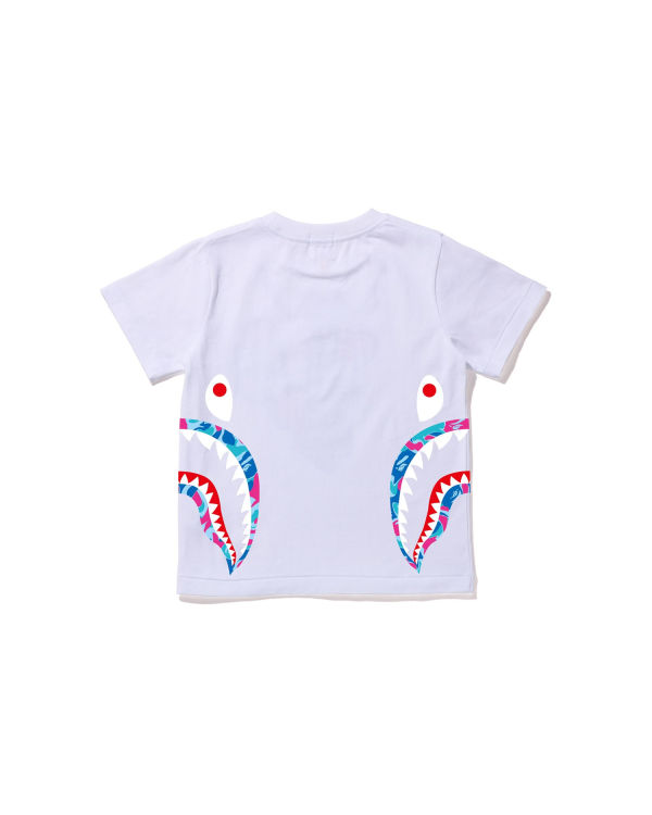 Dětské Tričko Bape Marble Camo Side Shark Bílé | 30267VUPR