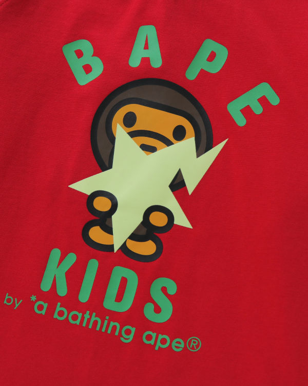 Dětské Tričko Bape Milo Glow In The Dark STA L/S Světle Červené | 37065BPIM