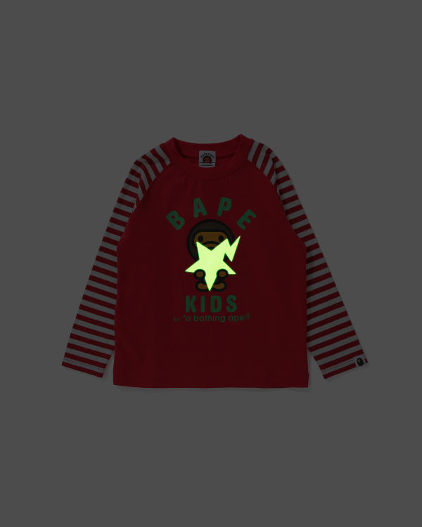 Dětské Tričko Bape Milo Glow In The Dark STA L/S Světle Červené | 37065BPIM
