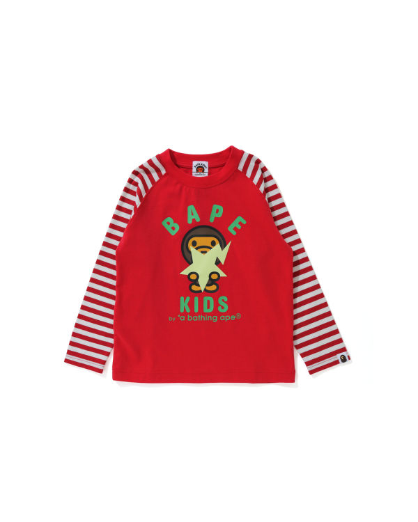 Dětské Tričko Bape Milo Glow In The Dark STA L/S Světle Červené | 37065BPIM